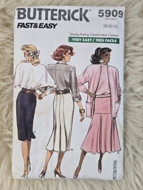 Butterick Vintage Fast & Easy Midi Skirt Sewing Pattern 5909